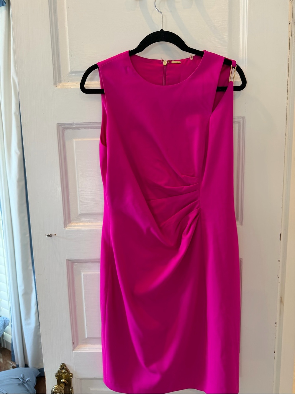Elie Tahari Hot Pink Sleeveless Midi Sheath Dress - Picture 7 of 7